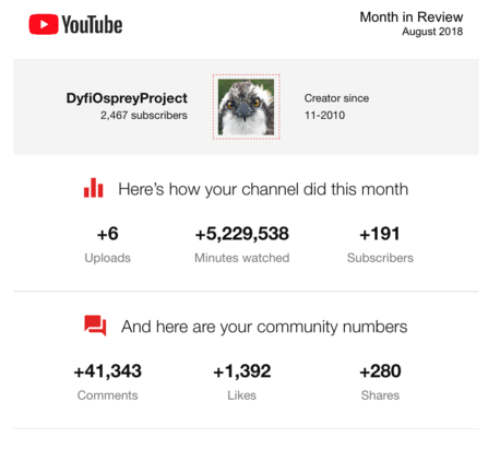 YouTube DOP - August 2018 Month in Review stats